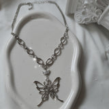 [IDLE Miyeon Necklace] Princess Butterfly Chain Semi Choker Necklace