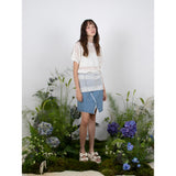 リネンストライプニットトップ / LINEN STRIPE KNIT TOP - WHITE