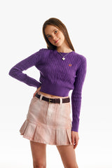 スモールチェリーケーブルクロップニット／SMALL CHERRY CABLE CROP KNIT [PURPLE]