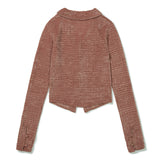 Vintage Velvet Collar Cardigan [PINK] (6618806419574)