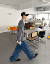 クラックウォッシングデニムパンツ/No.9625 crack wasing wide denim PT