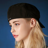 embroidery newsboy cap BLACK