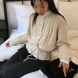 [Wool 15] Illa Twisted Ribbon Strap Long Sleeve Knit Cardigan