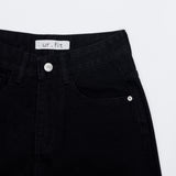 SEMI WIDE FIT BLACK+WHITE DENIM PANTS [17723]