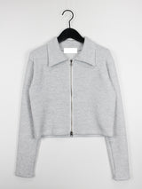 オルモストリブカラークロップジップアップ/Ulmost Rib Collar Crop Zip Up (4color)
