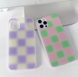 チェックブラーピンググリーンフォーンケース / Check Blur pinkgreen Phone Case