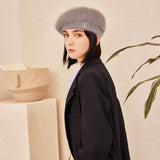 VA Square Stud Angora Beret / Mocha