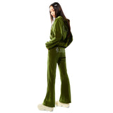 0 3 LOVE Velvet string pants - KHAKI (6626825240694)
