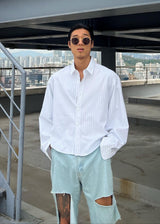 レイストライプクロップシャツ / Ray Stripe Crop Shirt 2COLOR