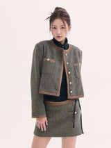 Leona tweed jacket BROWN