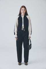 ボウクル2WAYジップアップニット / Boucle 2way Zip-up Knit [Navy]