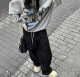 [UNISEX] ウールナッピングフラワーオーバーサイズフィットスウェットシャツ