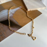 ボールドハート淡水パールネックレス2ウェイYチョーカーネックレス/hay Bold Heart Fresh Water Pearl Necklace Two Way y Choker Necklace