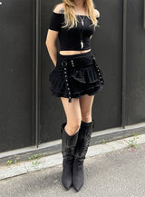クロップドオフショルダーTシャツ / Cropped off-shoulder T-shirt