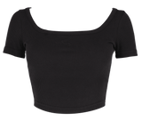 クロップドロゴTシャツ / [Seow] Croped logo T-shirts, black