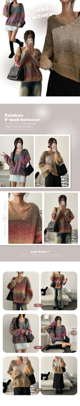 Rainbow V-neck knitwear