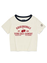 YOUTHHOSTEL GRAPHIC SEMI CROP T-SHIRT [IVORY]