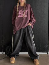 (UNISEX) ピーナッツラインワイドデニムパンツ