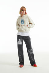 ウィティーバニープラネットエクスプローラークロップフーディー / WITTY BUNNY PLANET EXPLORER CROP HOODIE [OATMEAL]