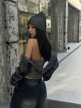 dark blue string wide pants