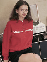 Women's Crop Classic Logo Embo Embroidery HeavyTerry HenryNeck Red(FCD3TS708W)