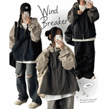 Pingdi Raglan Coloring High-Neck Hooded Windbreaker Two-Way Jumper