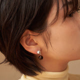 smoky quartz ball earring