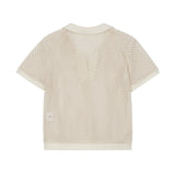 クロシェカラートップ / CROCHET COLLAR TOP (CREAM)