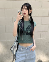 リル16スポーティーメッシュクロップ半袖Tシャツ / RilU 16 Sporty Mesh Crop Short-Sleeved T-Shirt