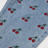 ストレートフィットチェリー刺繍デニムパンツ/ STRAIGHT FIT CHERRY EMBROIDERY DENIM PANTS [6851]