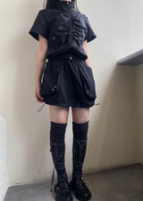 ウィンドハイネックシャーリング半袖ジャンパー / Wind high neck shirring short-sleeved jumper