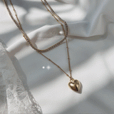  Modern Heart Rhinestone Layered Necklace - Gold Color (VIVIZ Sinb, Oh My Girl YooA, STAYC Seeun Necklace)