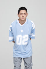 フットボールスタージャージオーバーサイズTシャツ / FOOTBALL STAR JERSEY OVERSIZED T-SHIRT PALE BLUE
