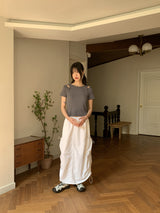 Picto layered shoulder split short sleeve T-shirt