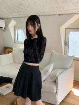 Swan rose see-through cropped hooded sweatshirt