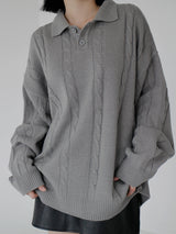ケーブルカラーニット / Cable collar knit (4color)