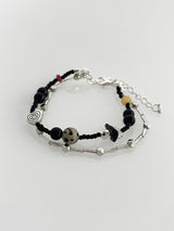 ハッキンメタルジェムストーンレイヤードブレスレットセット / Harkin Metal Gemstone Layered Bracelet Set