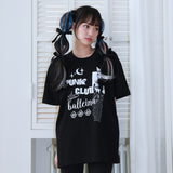 0 6 パンクバンドキャットTシャツ / 0 6 punk band cat t-shirt - BLACK