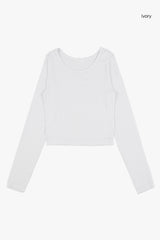 Olive wide-neck crop long sleeve