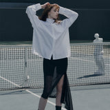 タブネックコットンシャツ/[LSD Runway]Tab Neck Cotton Shirt_White
