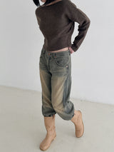 ソフトリップラインニット/Soft lip line knit (5color)