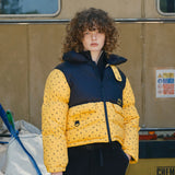 COLORING GRID PATTERN CROP DOWN JUMPER [LIGHT YELLOW]