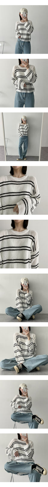 チークブックルストライプニット / Cheek Bookle Stripe Knit