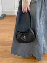 Pat Cross Leather Nylon Mini Hobo Shoulder Bag