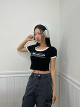 blur short sleeve cropped tee