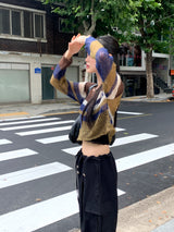 カンポビンテージセブンハンソヒバックストラップクロップニット