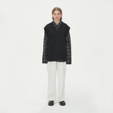 LAMBSWOOL V NECK KNIT VEST_BLACK (6611350913142)