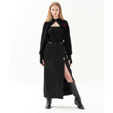 211-BUCKLE SATIN SLIT SKIRT (6550225191030)