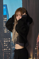 ラインクロップフーディー / LINE CROP HOODIE (BLACK)