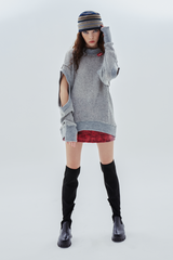 ロゴホールウォーマーニット / logo hole warmer knit_gray